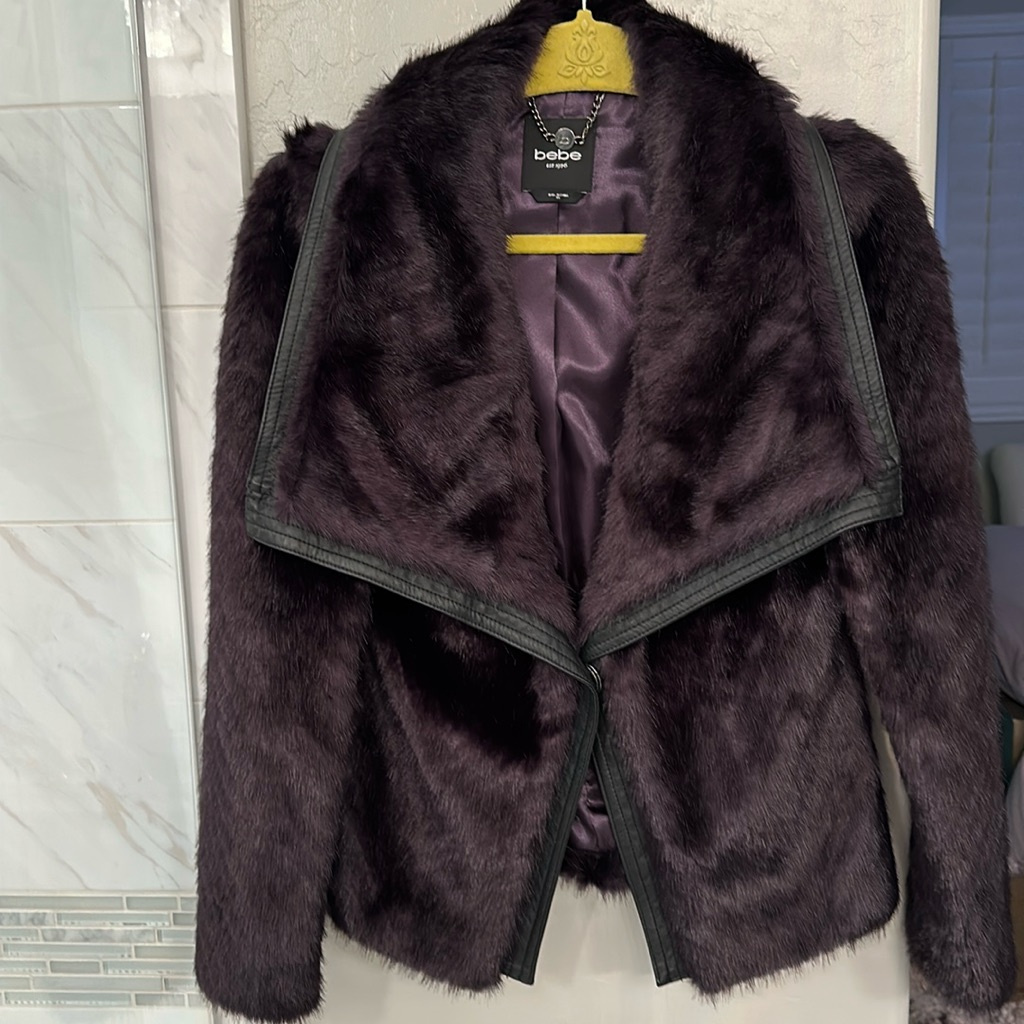 Bebe Faux Fur Coat Euc